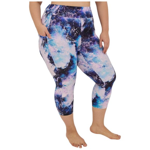 TORRID SWIM High-Rise Pocket Active Capri Legging Ocean Waves Size 0 LARGE NEW - Picture 2 of 5